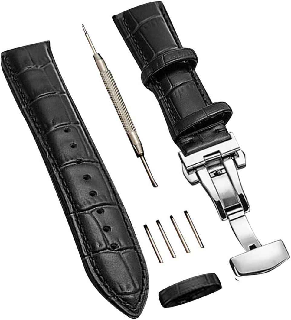AriRi Watch Strap, Available Lug Sizes: 0.91/0.95/0.87/0.83/0.79/0.75/0.71 inches (23/24/22/21/20/19/18 mm), Genuine Leather, Replacement Strap, D-Buckle, Waterproof, Sweatproof, Men's Watch Leather