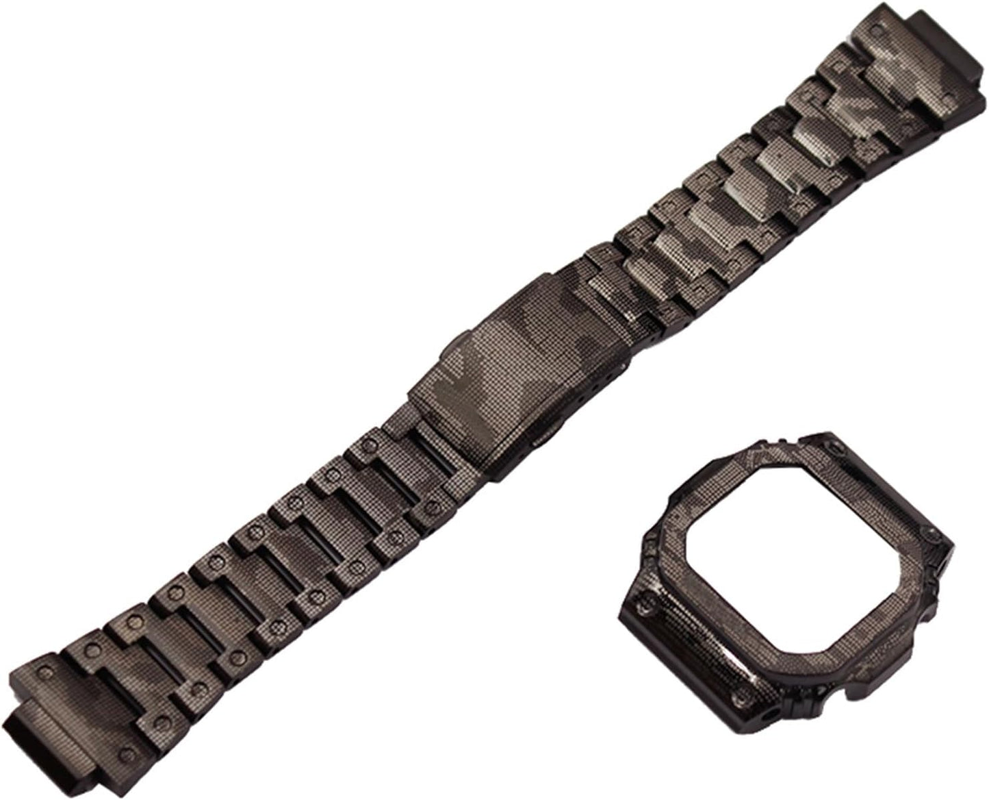 [JUSUTEK] Innovation Watch Case + Band Compatible for G-Shock GW-M5610/M5600/S5600/G-5600/GIX5600/DW-D5600/GLS-5600 Stainless Steel Metal Custom, Men's Watch Replacement Accessories Set, Modify Watch