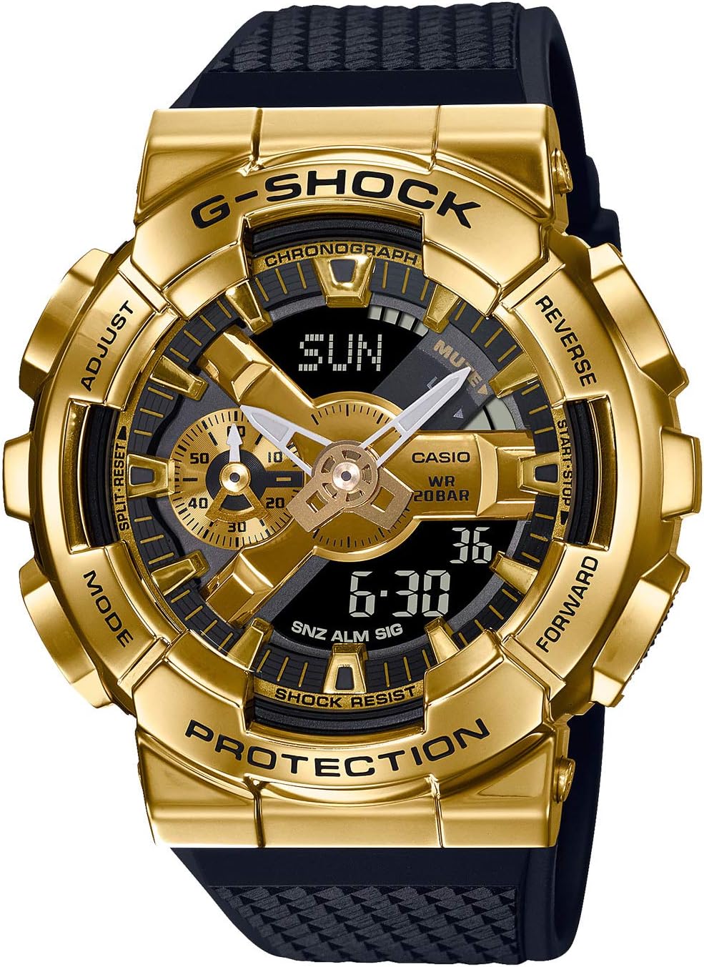 Casio GM-110 Classic Color Wristwatch, black/gold, Shock Resistant