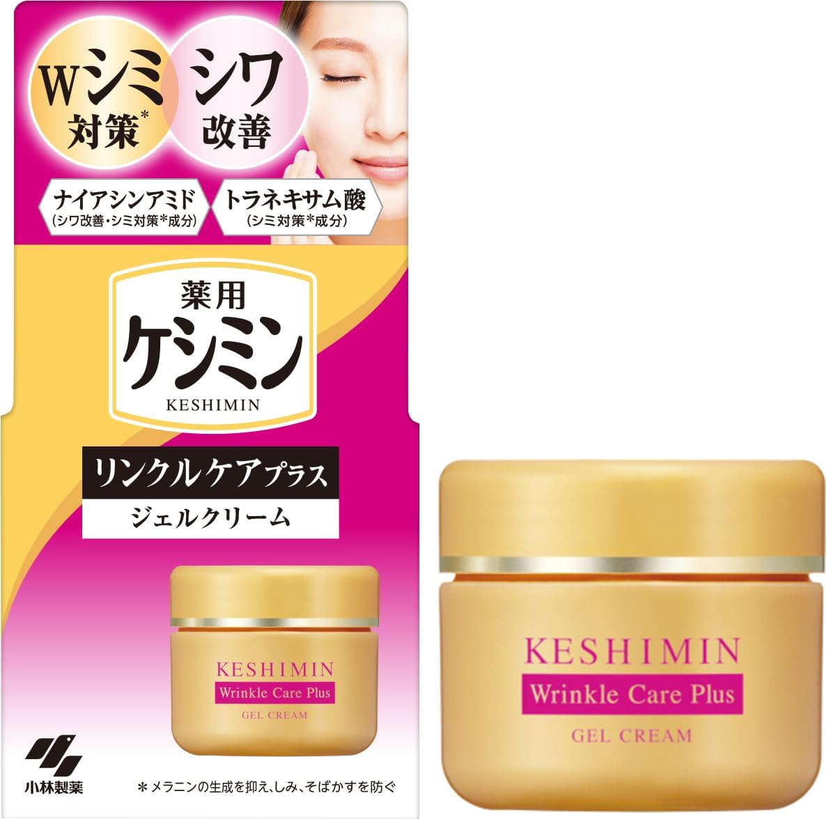 Keshimin Wrinkle Care Plus Gel Cream [Niacinamide and Tranexamic Acid] [Formulated with Freckles and Wrinkles] Keshimin [Kobayashi Pharmaceutical] Quasi-Drug 1.8 oz (50 g)