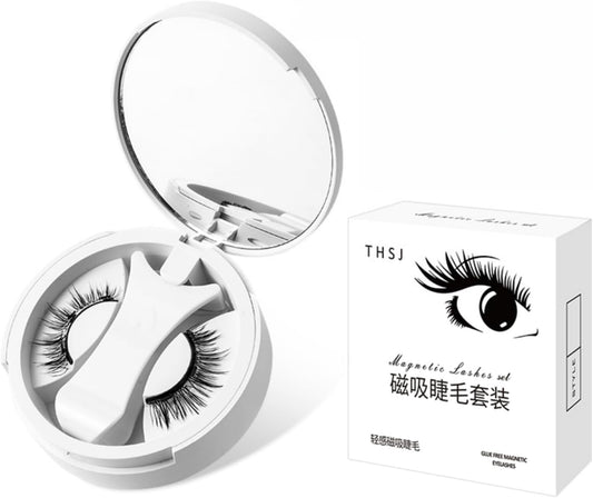 Magnetic Suction Eyelashes White Magnetic Suction False Eyelashes Natural Non-colloidal Core Soft Super Light Reusable Natural Makeup and Life Makeup for Actress Cosplay