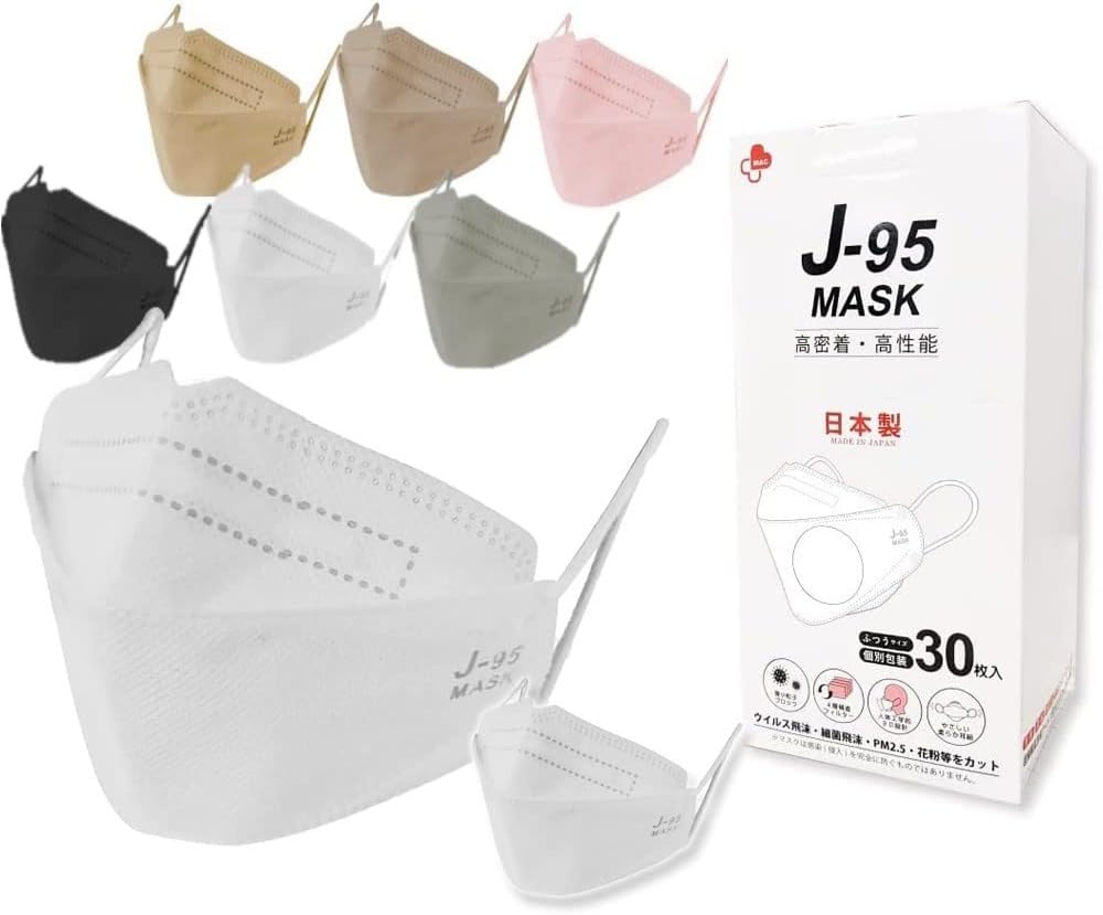 Kyoto Muromachi st. JIS Standard Mask, j95, Made in Japan, Genuine Product, 30 Sheets + 1 Sheet (31 Pieces), 4 Layer Construction, Medical Level Class 3, Non-woven Fabric, Surgical Mask, 3D, Color