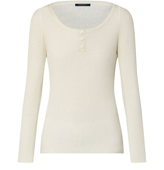 LOUIS VUITTON Ribbed Henley Top - Image 1