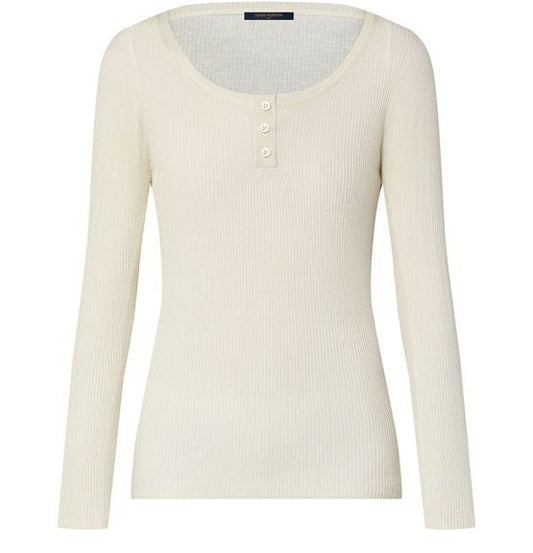 LOUIS VUITTON Ribbed Henley Top - Image 1