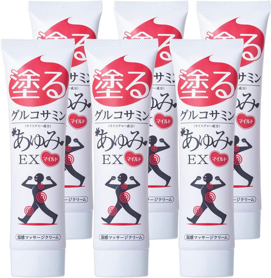 Apply Glucosamine Ayumi EX Mild 6 Pieces, Warm Massage Cream, Warm and Comfortable, Knees, Waist, Shoulders, Relaxing Hyaluronic Acid, Chondroitin, MSM Formulated Gel