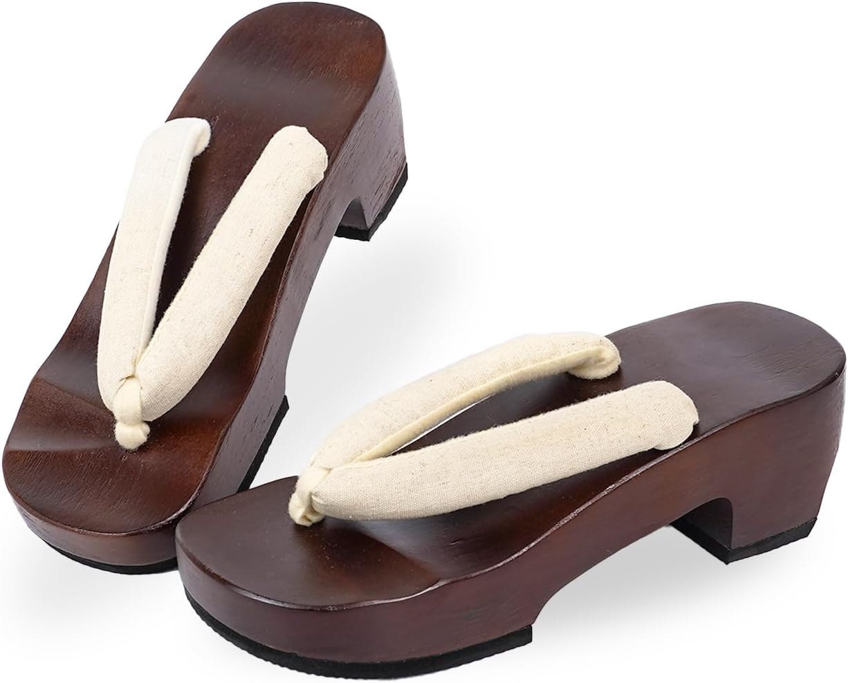 Amemari Women's Heel Clogs, Yukata, Thick Bottom, Style Up, Arch Fit, Painless, Embroidery, Lace, Thong, Half Moon Type, Heels, Fashionable, Puffy Thong, Yukata, Sandals, Yukata Accessories, Dull