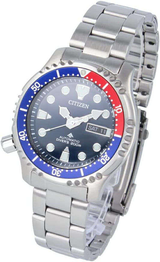 Citizen Promaster NY0086-83L DIVER'S Watch, Men's, 656.6 ft (200 m), Stainless Steel, Silver, Navy, Pepsi Color, Bracelet Type