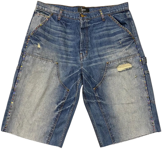 BOSSI BLUE WASH 'MULTICOLOR' STUDDED CARPENTER SHORTS