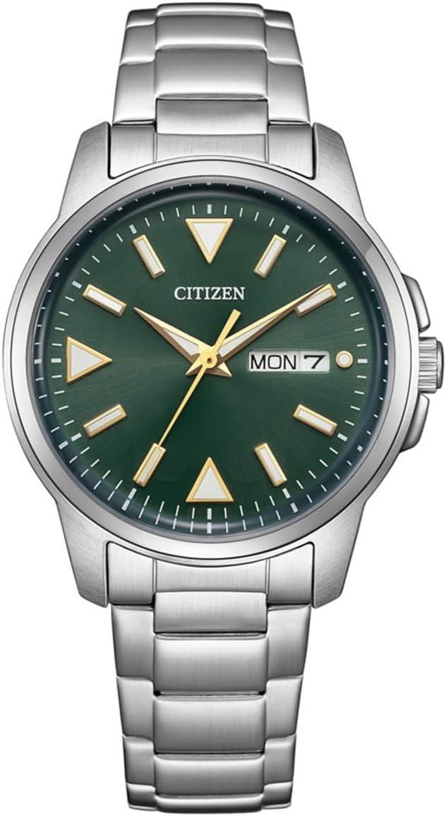Citizen BM8180-71W Men's Wristwatch, Photovoltaic, Eco-Drive, 3 Hands, Waterproof, Luminous, Simple, Green, Silver, Silver, Bracelet Type