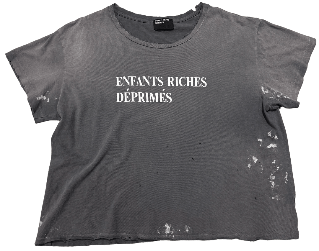 ENFANTS RICHES DÉPRIMÉS 'DAMAGED GREY' CLASSIC LOGO TEE
