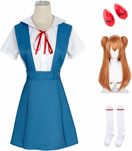 Rei Ayanami Asuka Anime School Uniform Cosplay Costume, Props for Anime Events, Stage Costume, Cultural Festival, Halloween, Party, Popular Manga Disguise, Cosplay