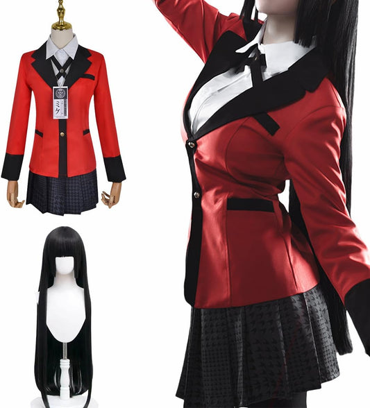 Snake Ghoul Yumiko Cosplay Wig Included, Jabami Yumeko, Halloween Costume, Adult Costume, Uniform, 7-Piece Set, Cosplay Costume, Includes Wig