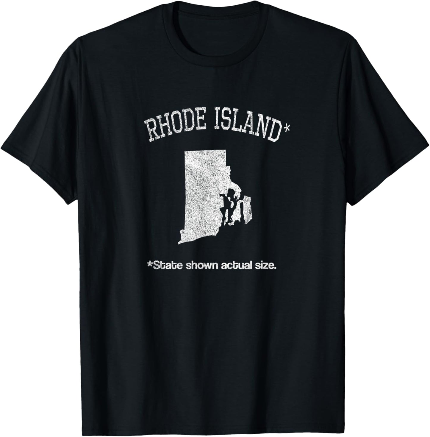 Rhode Island State Shown - Camiseta divertida de tamaño real, Negro, S