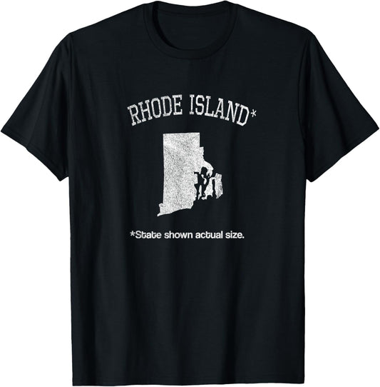 Rhode Island State Shown - Camiseta divertida de tamaño real, Negro, S