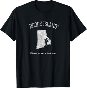 Rhode Island State Shown - Camiseta divertida de tamaño real, Negro, S