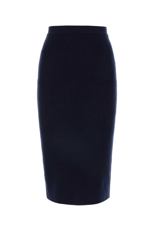 Bottega Veneta Dark Blue Cashmere Blend Skirt - Image 1