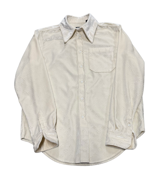 LOUIS VUITTON 'CREAM' VELVET MONOGRAM SHIRT