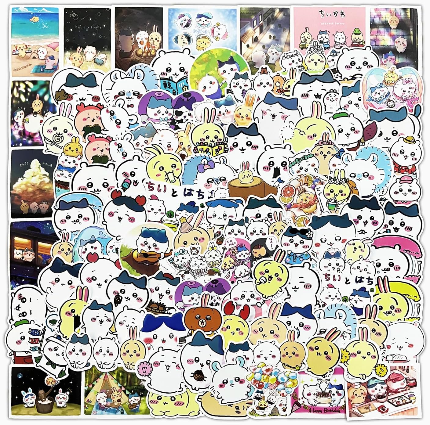 100 Stickers Cute Cartoon Sticker Pack Anime Character Stickers Moe Goods Stickers Waterproof Decal Car Water Bottle Travel Box Laptop Guitar Helmet Bike Decoration Diary Stationery Birthday Gift