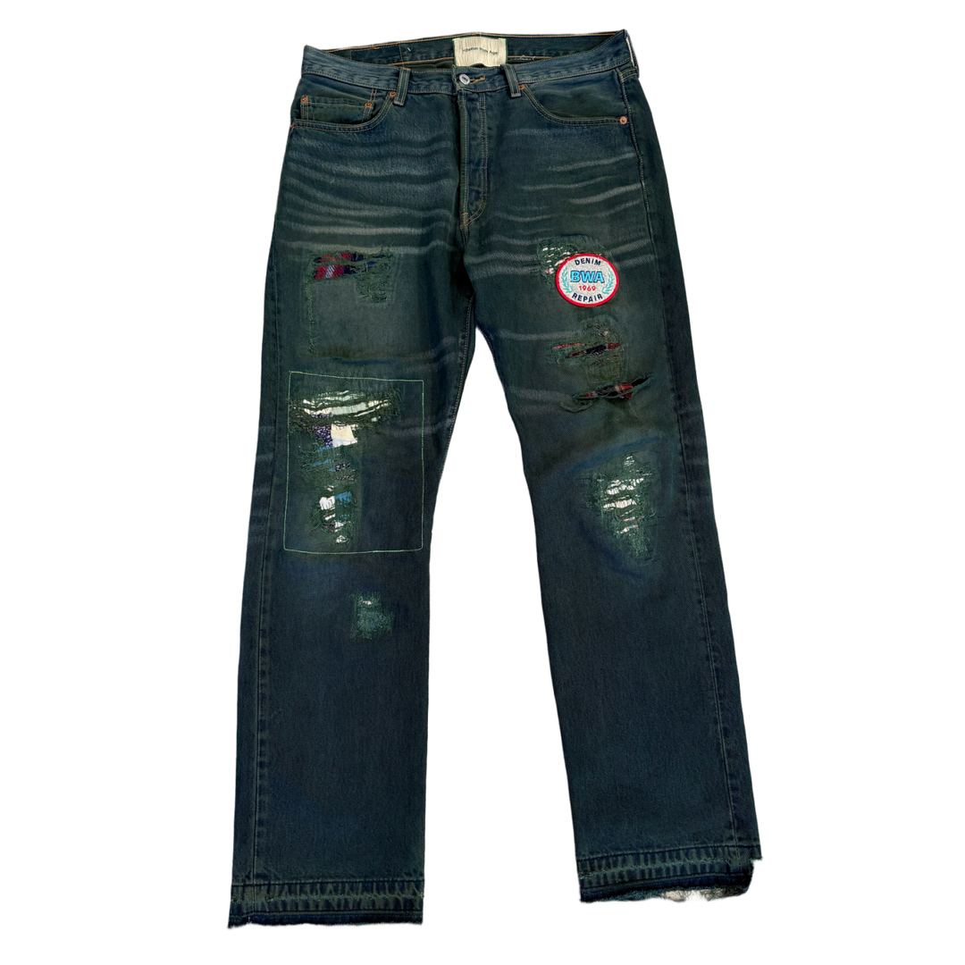 *BETTER WITH AGE 'GREEN WASH' PATCH REPAIR JEANS