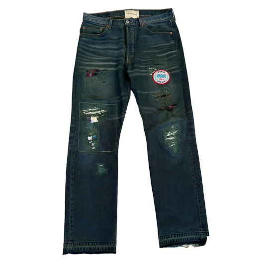 *BETTER WITH AGE 'GREEN WASH' PATCH REPAIR JEANS