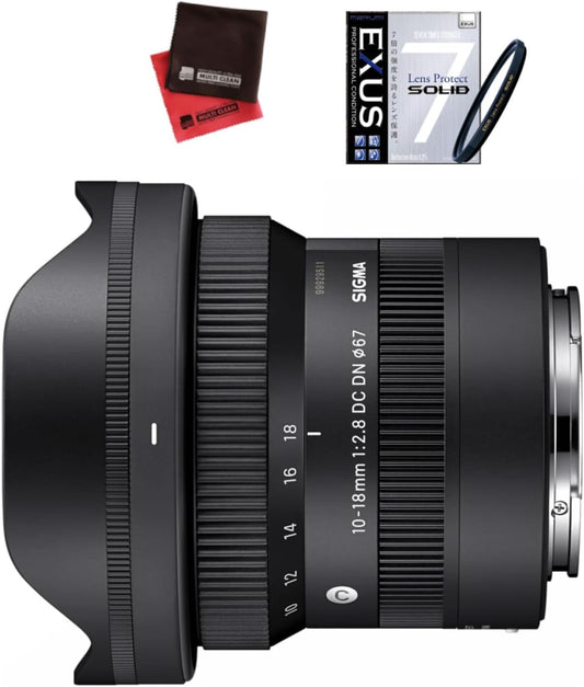 Sigma 10-18mm F2.8 DC DN(C) Sony E-Mount & Marumi Lens Protection Filter & Fiber Cloth 3 Piece Set
