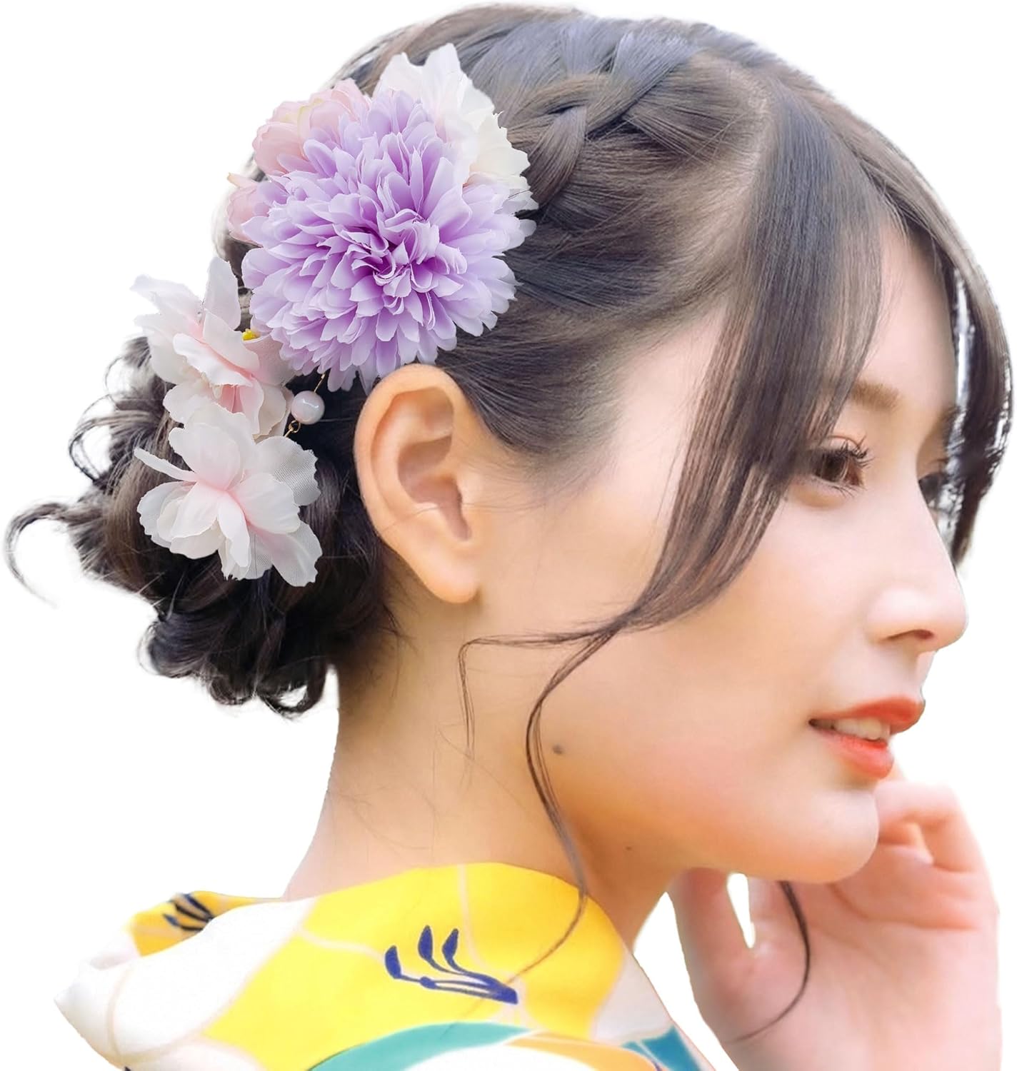 Baramoly YC005 Hair Ornament, Headdress, Yukata, Kimono, Kimono, Clip, Chrysanthemum, Dried Flowers, Stylish, Precise, Cute, Summer Festival, Fireworks Display, Flower Viewing, Graduation Ceremony
