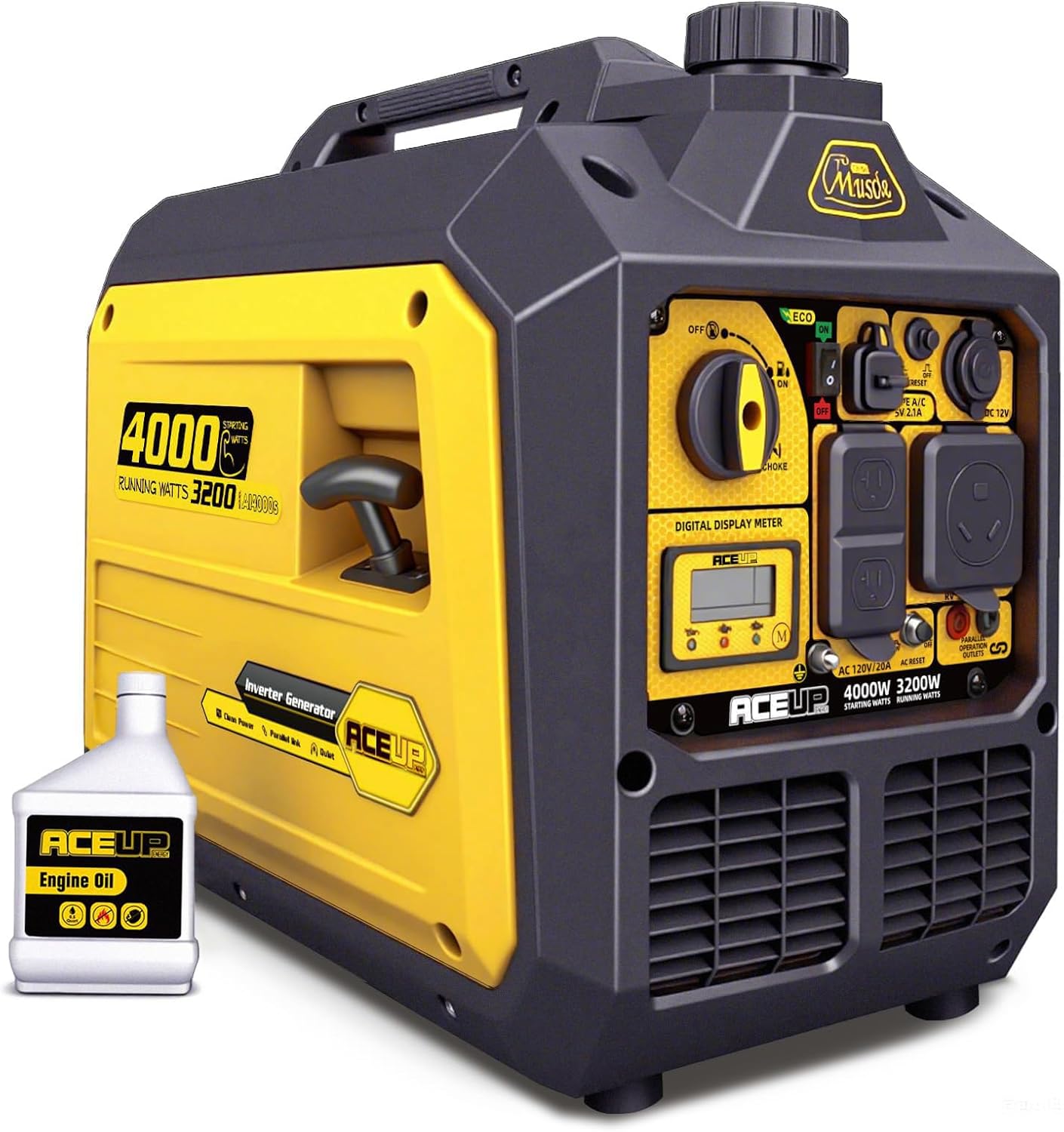Aceup Energy 4000 Watt Portable Inverter Generator Gas Generator Quiet Home RV EPA Compliant