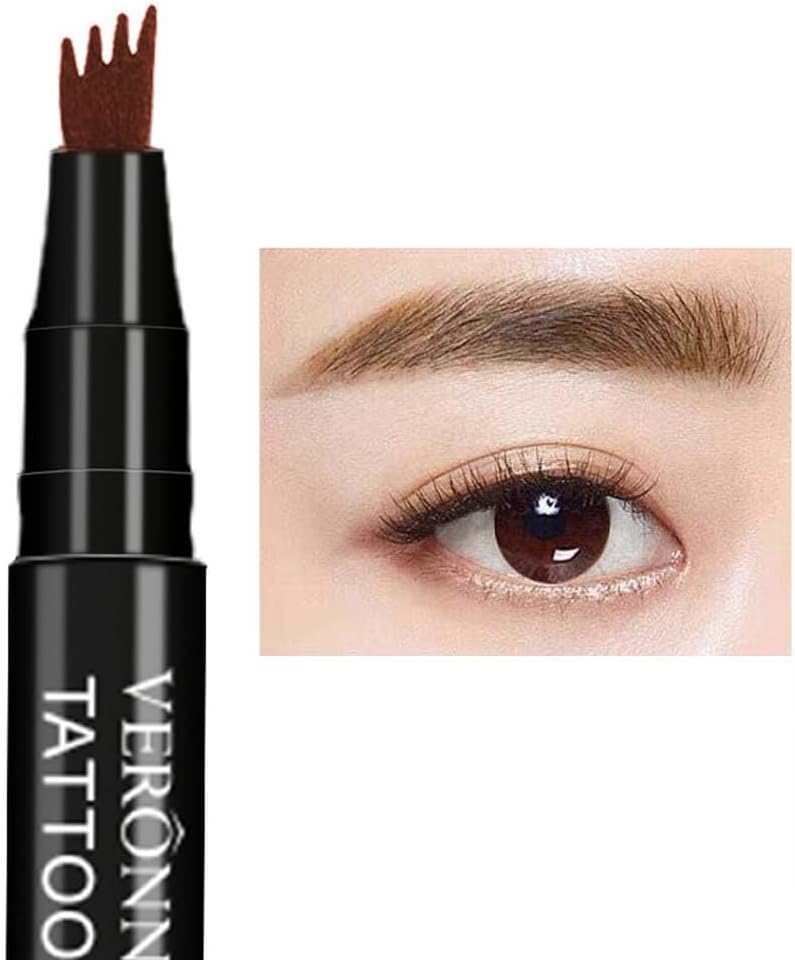 New Feeling Natural Eyebrow 4 Claw Eyebrow Pen, Fine Smooth Brush Head, Clear and Vivid Fork Shape Brush, Liquid Blow, Easy to Carry and Wipe, 4 Heads, 4 Tip Precision Eyebrow Pencil, 4 Tip Eyebrows,