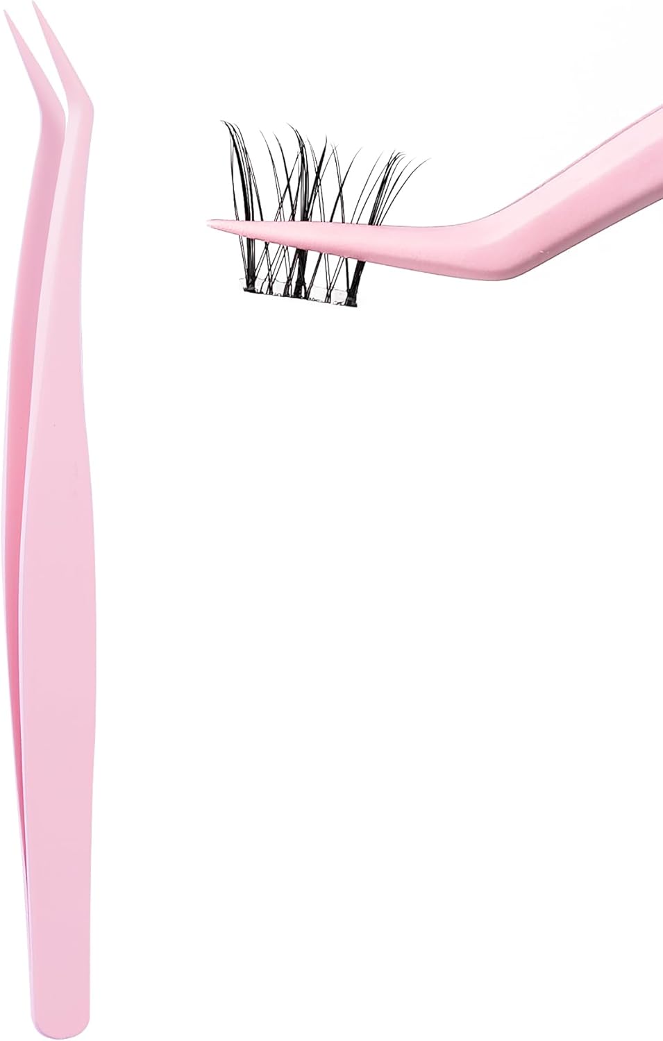 Beauty7 False Eyelash Tweezers Non-Stick Self Adhesive False Eyelashes Tweezers Curved Tip Extra Fine Stainless Steel Self Tweezers for Beginners