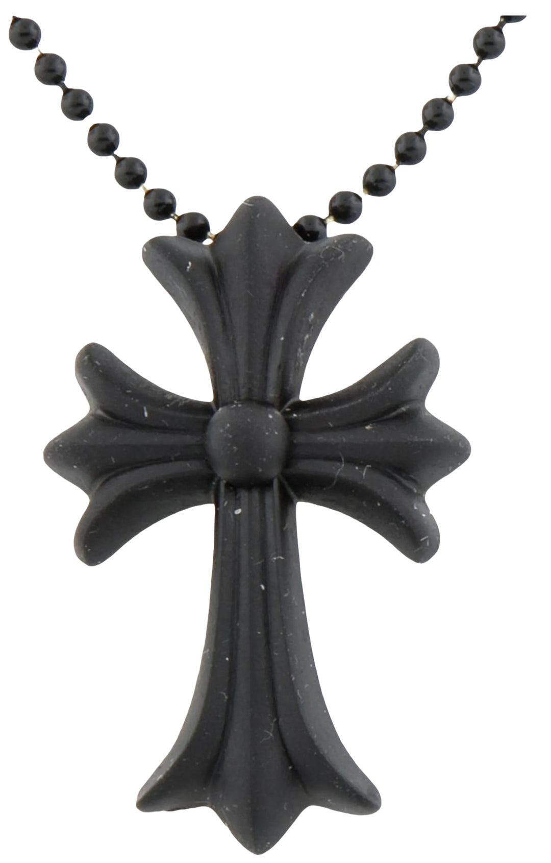 CHROME HEARTS 'BLACK RUBBER CROSS' SILICONE NECKLACE