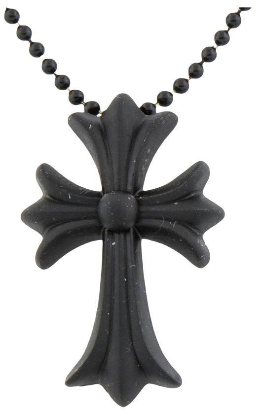 CHROME HEARTS 'BLACK RUBBER CROSS' SILICONE NECKLACE