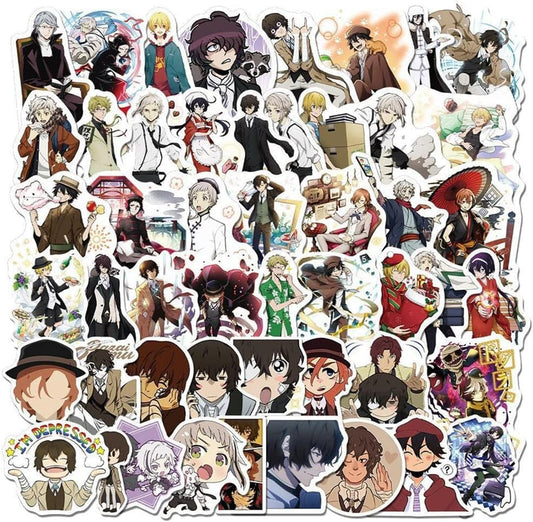 Bungo Stray Dogs, PVC, Waterproof, Cute, Stylish, For Bocchizaroku, Popular, Anime, Manga, Sticker Notebook, Stickers, DIY Car (Pack of 50)