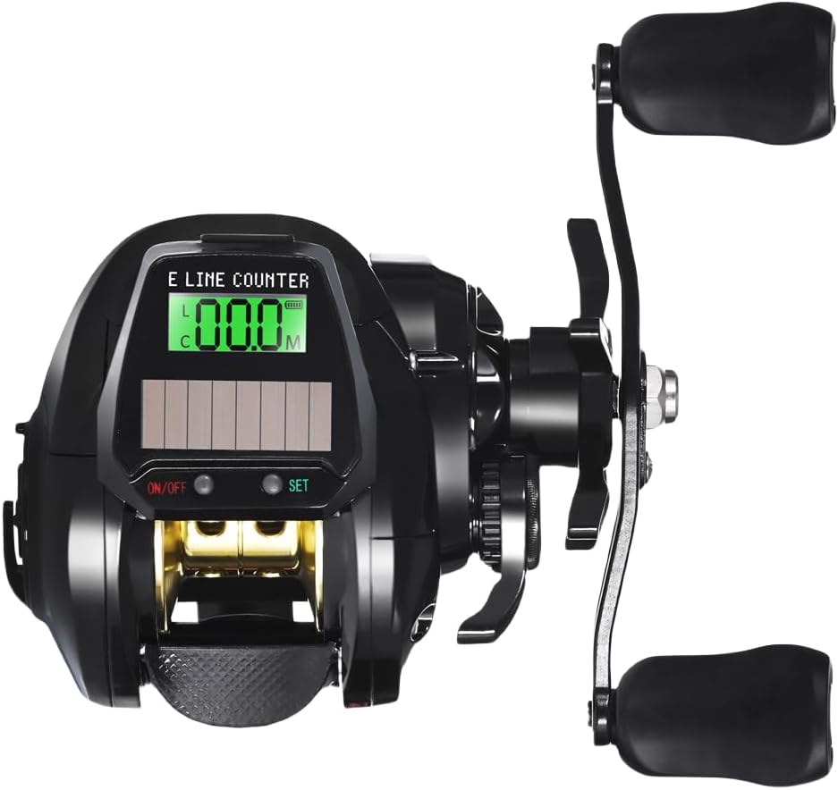 WGM Electric Fishing Reel Fly Fishing Reel Bait Reel Smooth Winding Lightweight Large Resistance USB Rechargeable Solar Powered Digital Display Left/Right Handle Ideal for Saltwater and Freshwater