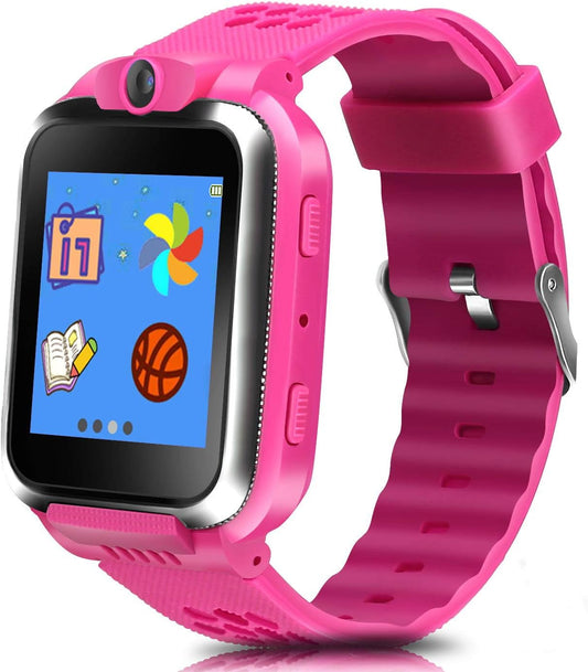 Children's Watch, Game Smart Watch, Multifunction Clock, Theme Calendar, Stopwatch, Photo Timer, Clock 3-12 Years Old, Toy, Boys and Girls, School Celebration, Birthday Gift (Pink) (red)