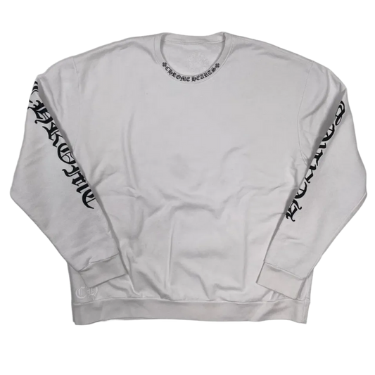 CHROME HEARTS 'COLLAR LOGO' WHITE CREWNECK
