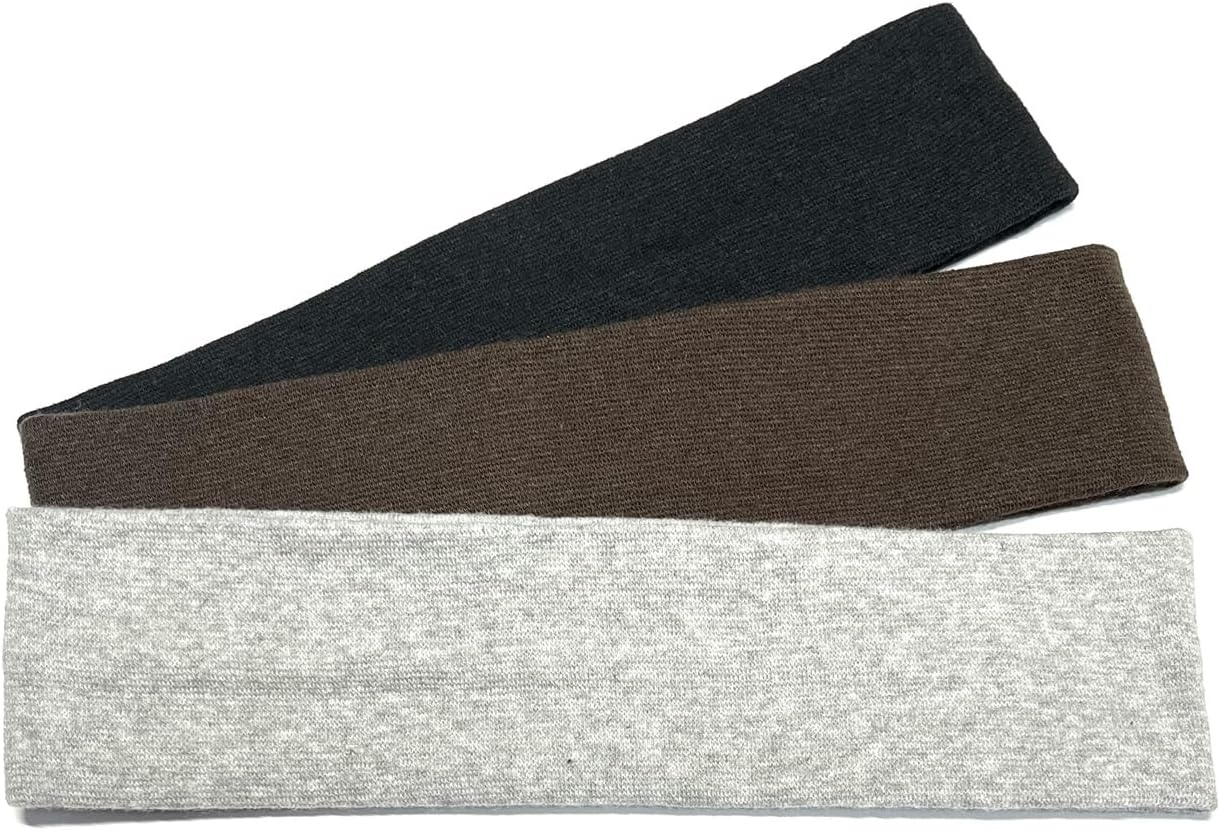 Turban Made in Japan Cotton Fabric 2.0 inches (5 cm) Hair Band (Black, Brown, Gray)