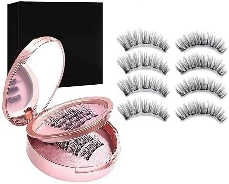Magnetic False Eyelashes, 4 Pairs Popular False Eyelashes, Natural Look, No Glue Required, Reusable, No Makeup Feel, Ultra Light, Convenient and Long Lasting, Waterproof Magnetic, Includes Storage
