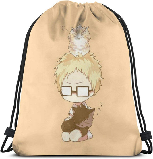 Haikyuu Karasuno Tsukishima Luci Knapsack Gym Sack, Pool Bag, Drawstring Bag, Gymnastics Clothing, Storage Bag, Club Activities, Stylish, Anime, Characters, Boys, Girls, Unisex, Goods, Miscellaneous