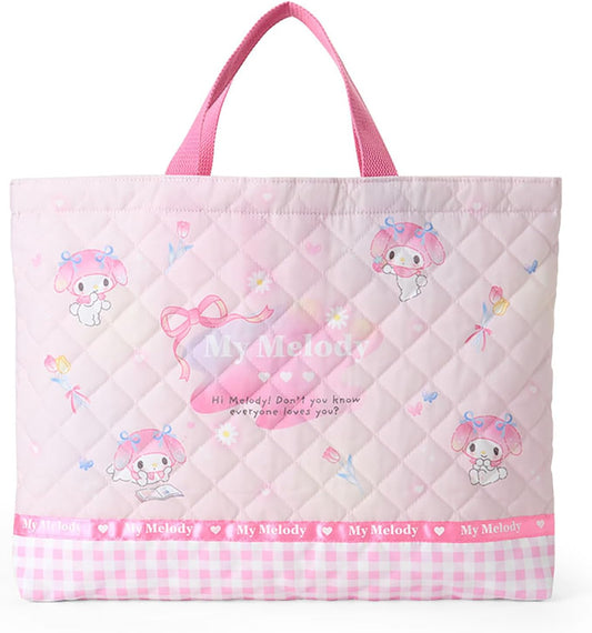 Sanrio Quilted Lesson Bag for Kids, Handbag, Okeko Bag with Loop, Name Space