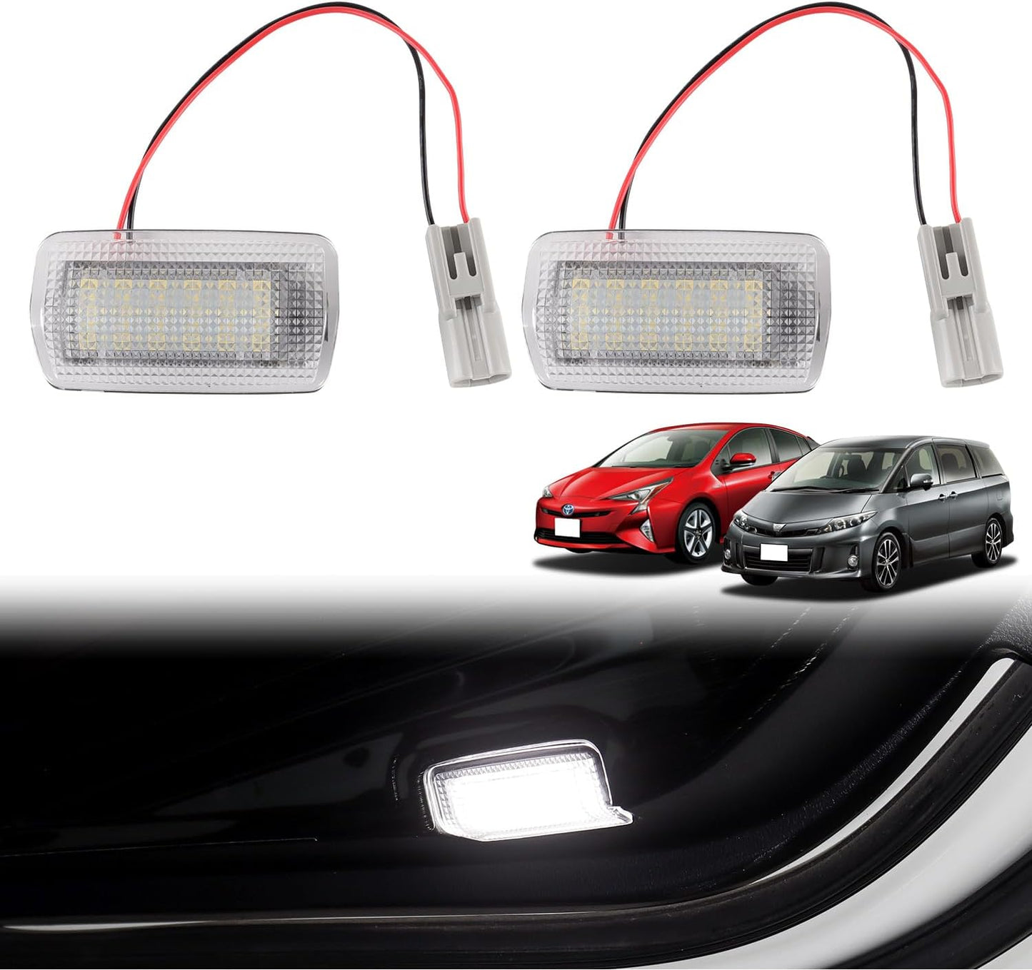 Toyota Prius α 20 Series/30 Series/40 Series/50 Series Courtesy Lamp, LED, Estima 50 Series, Welcome Light, Genuine Replacement, High Brightness, Fade-Resistant, White, Includes Mounting Tools