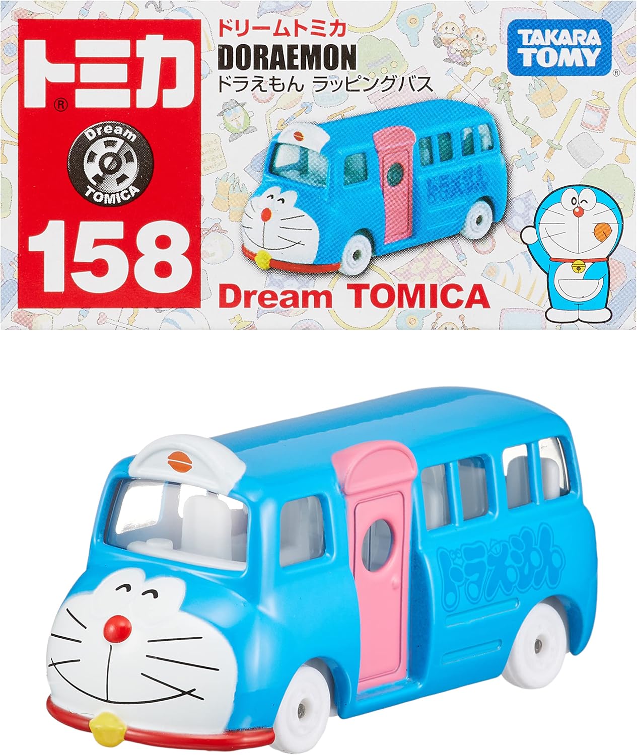Takara Tomy Dream Tomica No. 158 Doraemon Wrapping Bus Mini Car Toy for Ages 3 and Up