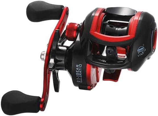 Wellvie Bait Reel Left Handle Wakasagi Fishing 18+1BB 8.1:1 High Gear Black/Red Fishing Saltwater Fishing Reel Octopus Bass Fishing Salt (Red x Black)