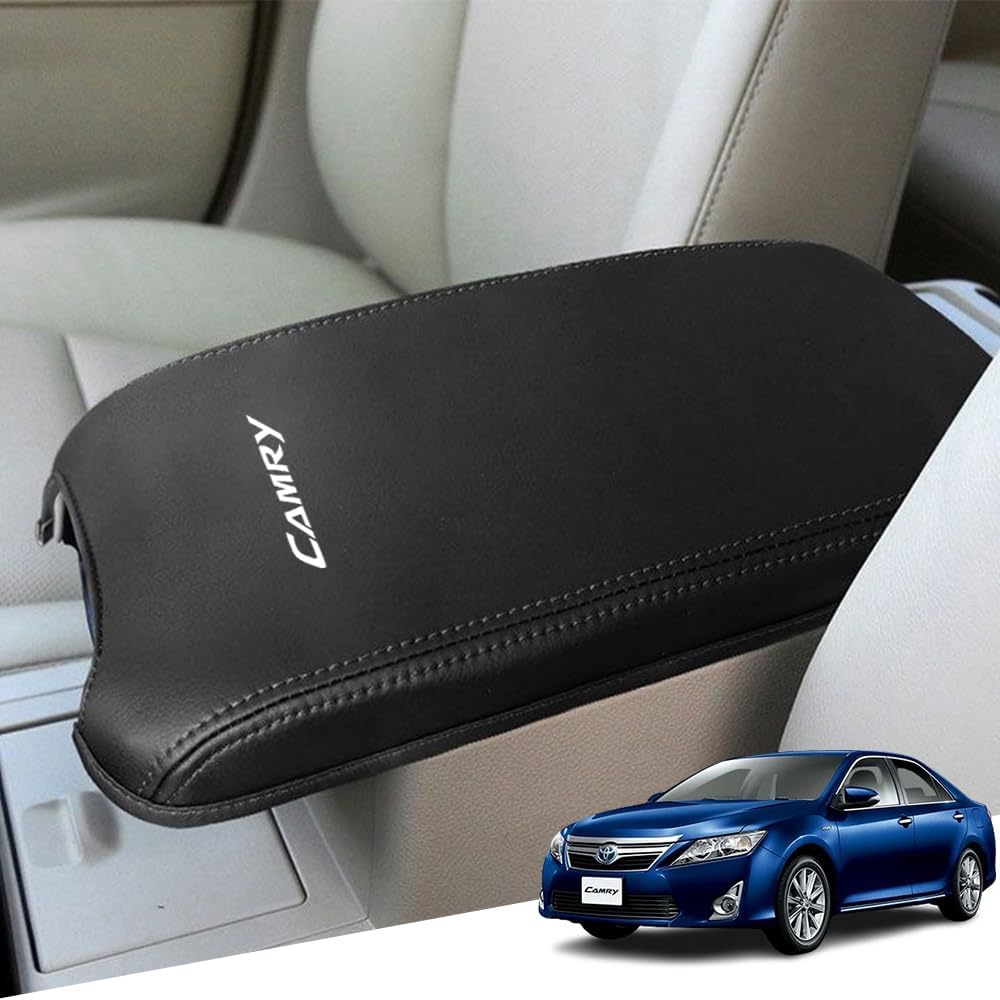 Leather Material Armrest Cover Console Box Cover Interior Custom Parts Accessory Nail Scratch Protection Cover Stain Resistant Scratch Resistant Easy Installation Car Specific Design (Black
