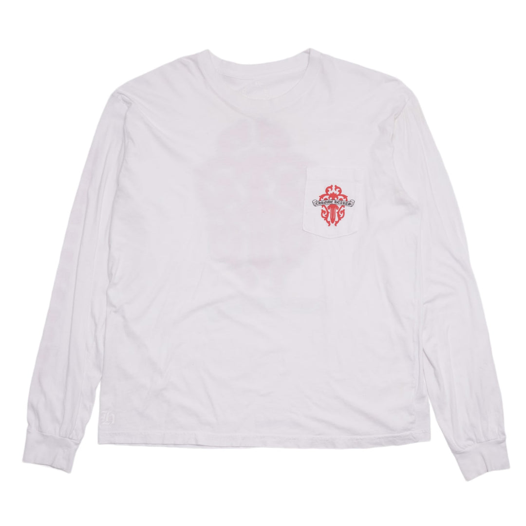 CHROME HEARTS 'RED FLORAL DAGGER' WHITE LONGSLEEVE