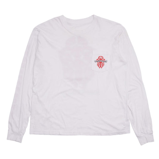 CHROME HEARTS 'RED FLORAL DAGGER' WHITE LONGSLEEVE
