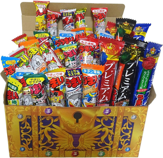 [Umai Sticks, Total of 40 Pieces, Assorted, Premium Included] Set, Dagashi Candies, Gift, Gift, Prize, Christmas (Magical)