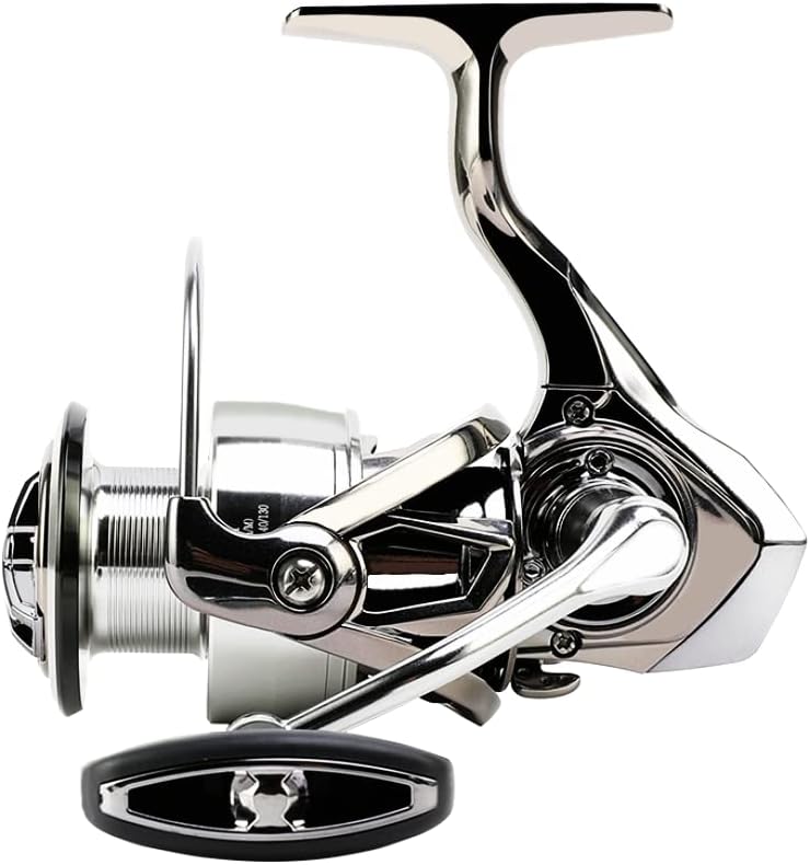 スピニングリール 巻き心地の良いフルメタル釣り用リール、左右交換式ダブルハンドル、投げ釣り 軽量化、スピニングリール 1000 2000 2500 3000 4000 5000 冷間鍛造合金製ギア ギア比5.5:1、6+1BBボールベアリング、ドラグ力調整7~15Kg、銀色系 全魚種対応のMIRACLEシリーズ釣り具