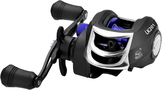 Bait Reel, Saltwater Fishing, Freshwater Fishing, Magnetic Brake, 7.2:1 Gear Ratio, 17+1BB, Maximum Drag Force, 17.6 lbs (8 kg), Bass Fishing, Fishing Reel, Lightweight, Left/Right Handle, Right