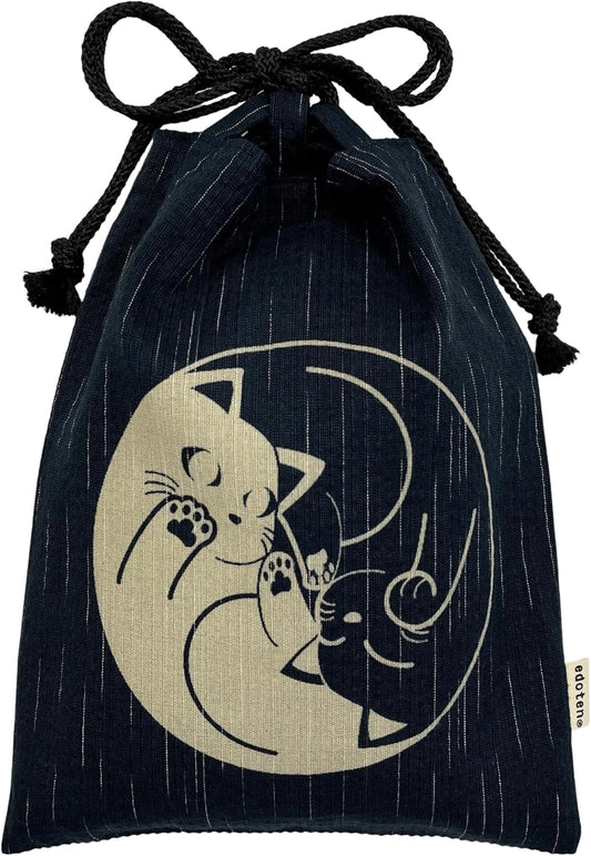 Edo-Ten Shingen Bag, Discharge Pattern, Matching Bag, 100% Cotton, Shijira Fabric, Drawstring Bag, Goshuin Bookbag, Inner Pocket, Men's, Women's, Cat Pattern