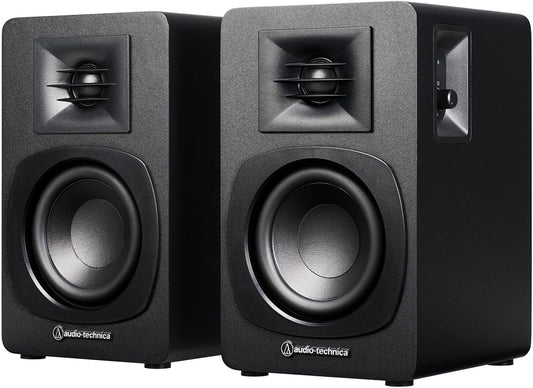 Audio Technica AT-SP3X Bookshelf Speaker Record Player Bluetooth Monitor Speaker [Active RCA Input Multi-point Support PC TV Music Listening] Black
